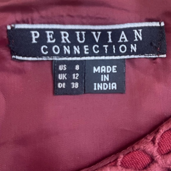 💓Peruvian Connection Burgundy Red Wool Embroidered Sheath Dress - Size 8 - Picture 2 of 16